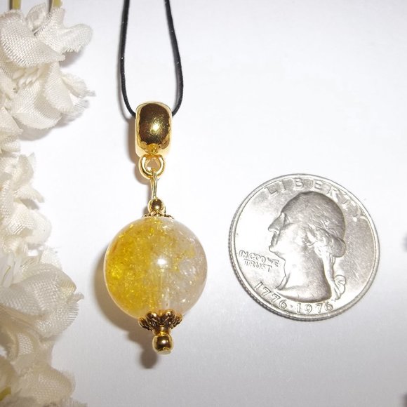 Ombre Style Beaded Necklace Gold Clear Yellow Unique Funky Fashion Jewelry 6839 - Picture 2 of 9